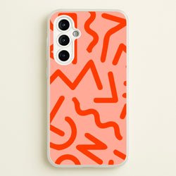 Red Abstract - Eighties  - Eighties Phone Case for Galaxy A54