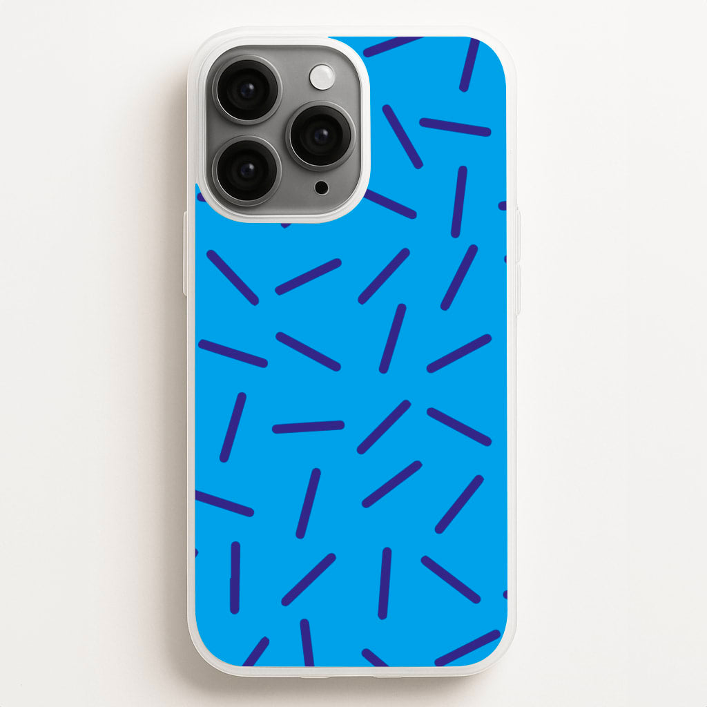 Blue Line Pattern - Eighties  - Eighties Phone Case for iPhone 16 Pro Max