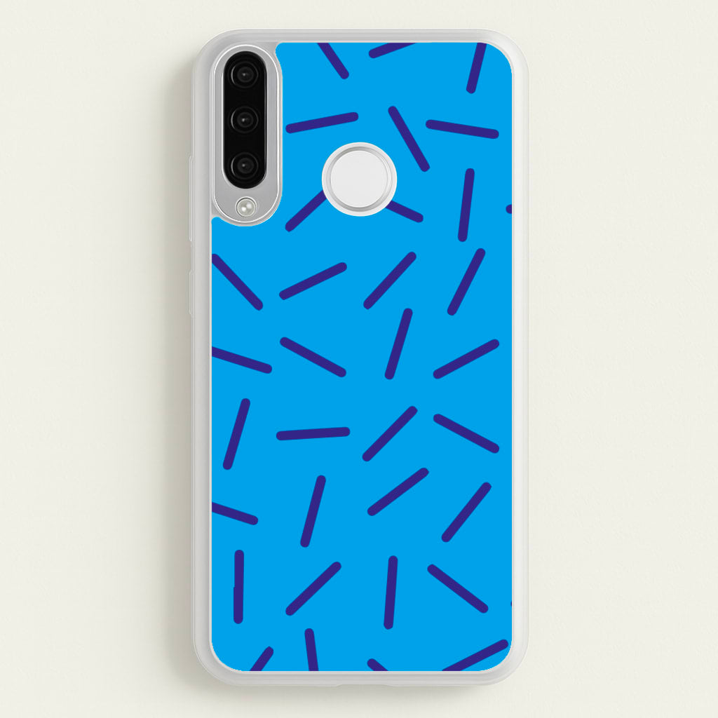 Blue Line Pattern - Eighties  - Eighties Phone Case for Huawei P30 Lite