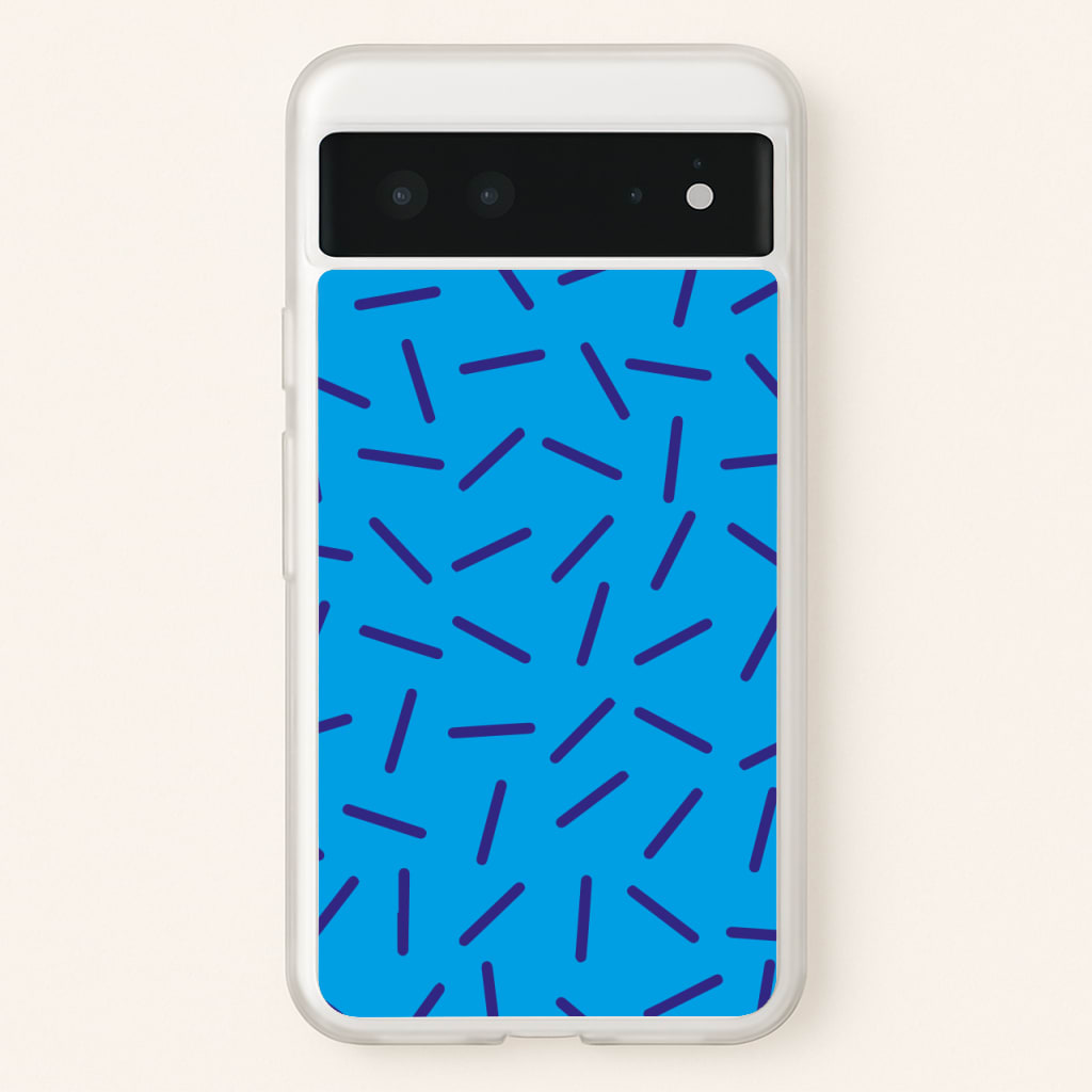 Blue Line Pattern - Eighties  - Eighties Phone Case for Google Pixel 6