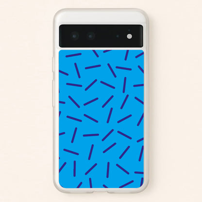Blue Line Pattern - Eighties  - Eighties Phone Case for Google Pixel 6