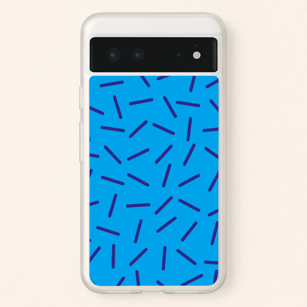 Blue Line Pattern - Eighties  - Eighties Phone Case for Google Pixel 6