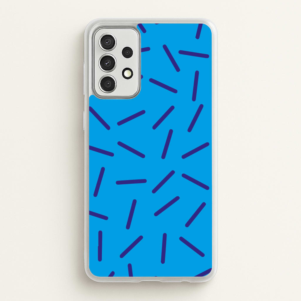 Blue Line Pattern - Eighties  - Eighties Phone Case for Galaxy A52 / A52s