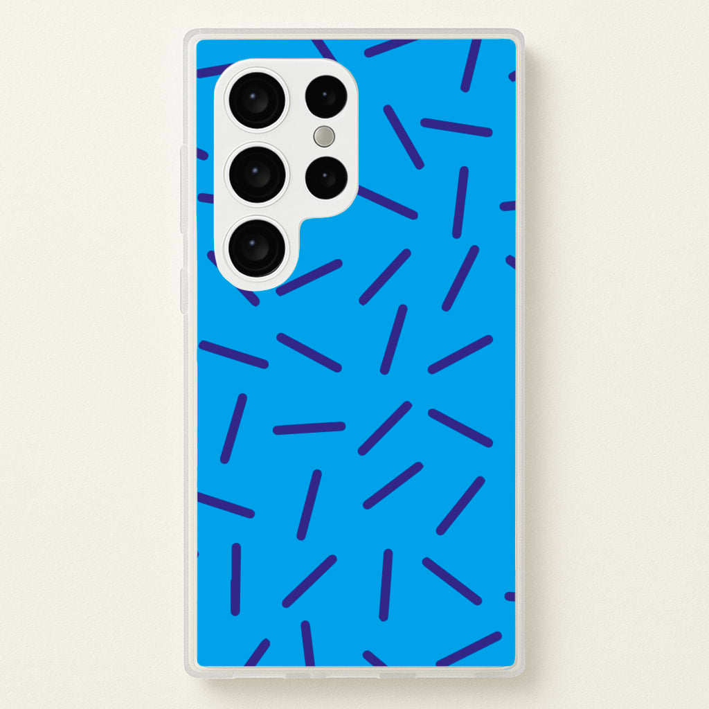 Blue Line Pattern - Eighties  - Eighties Phone Case for Galaxy S24 Ultra