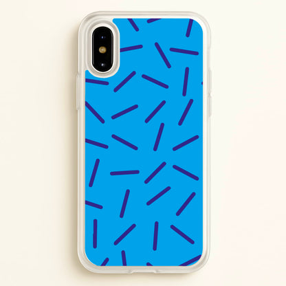 Blue Line Pattern - Eighties  - Eighties Phone Case for iPhone X / XS