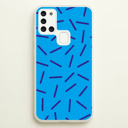 Blue Line Pattern - Eighties  - Eighties Phone Case for Galaxy A21s