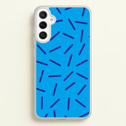 Blue Line Pattern - Eighties  - Eighties Phone Case for Galaxy A36