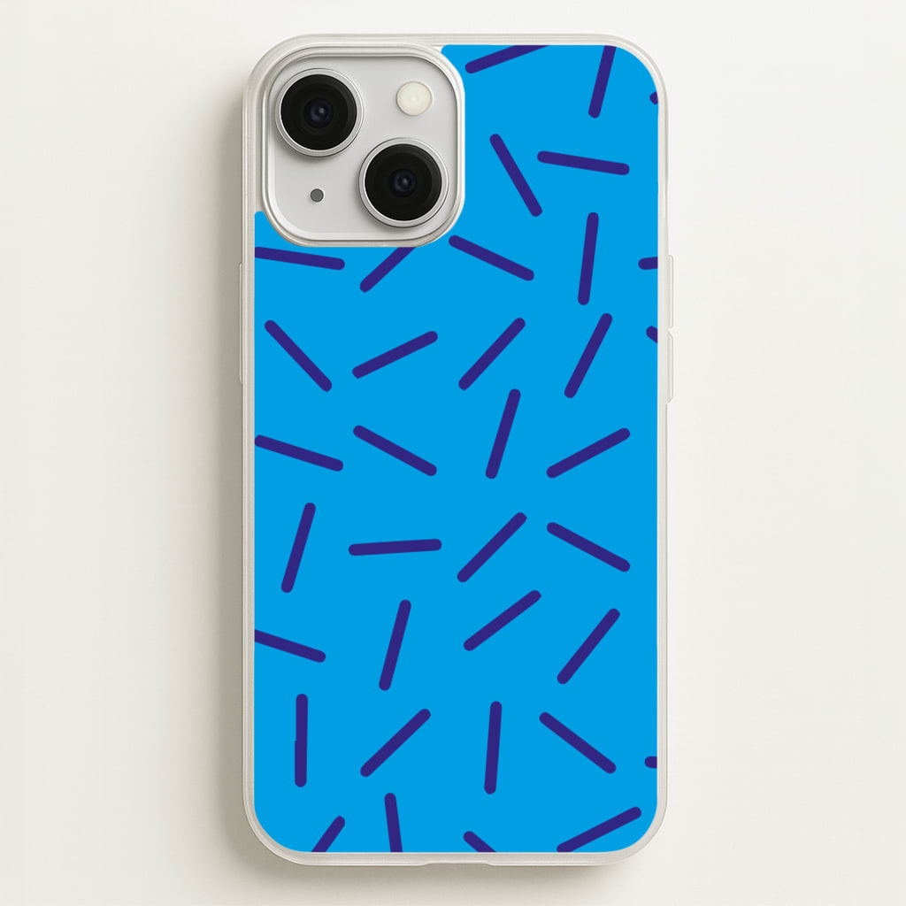 Blue Line Pattern - Eighties  - Eighties Phone Case for iPhone 13 Mini