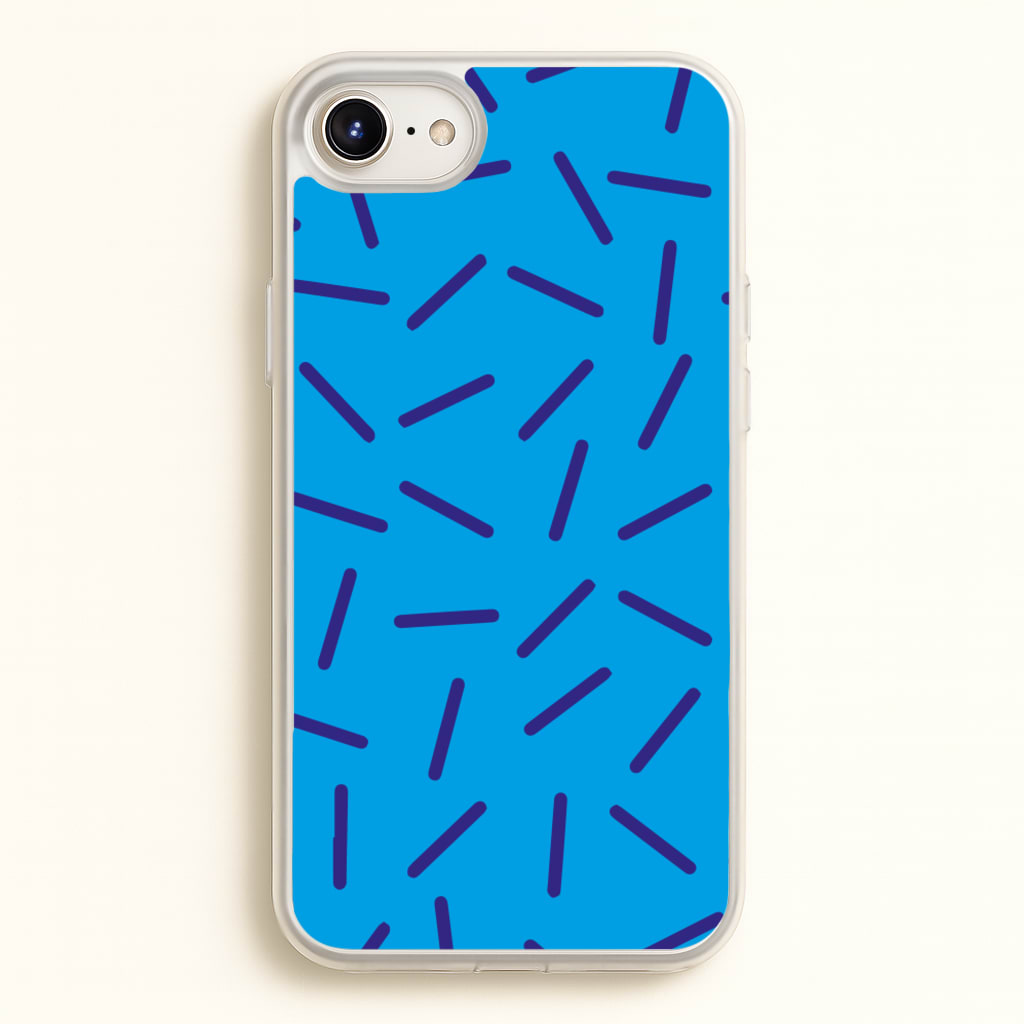 Blue Line Pattern - Eighties  - Eighties Phone Case for iPhone 6 / 7 / 8 / SE