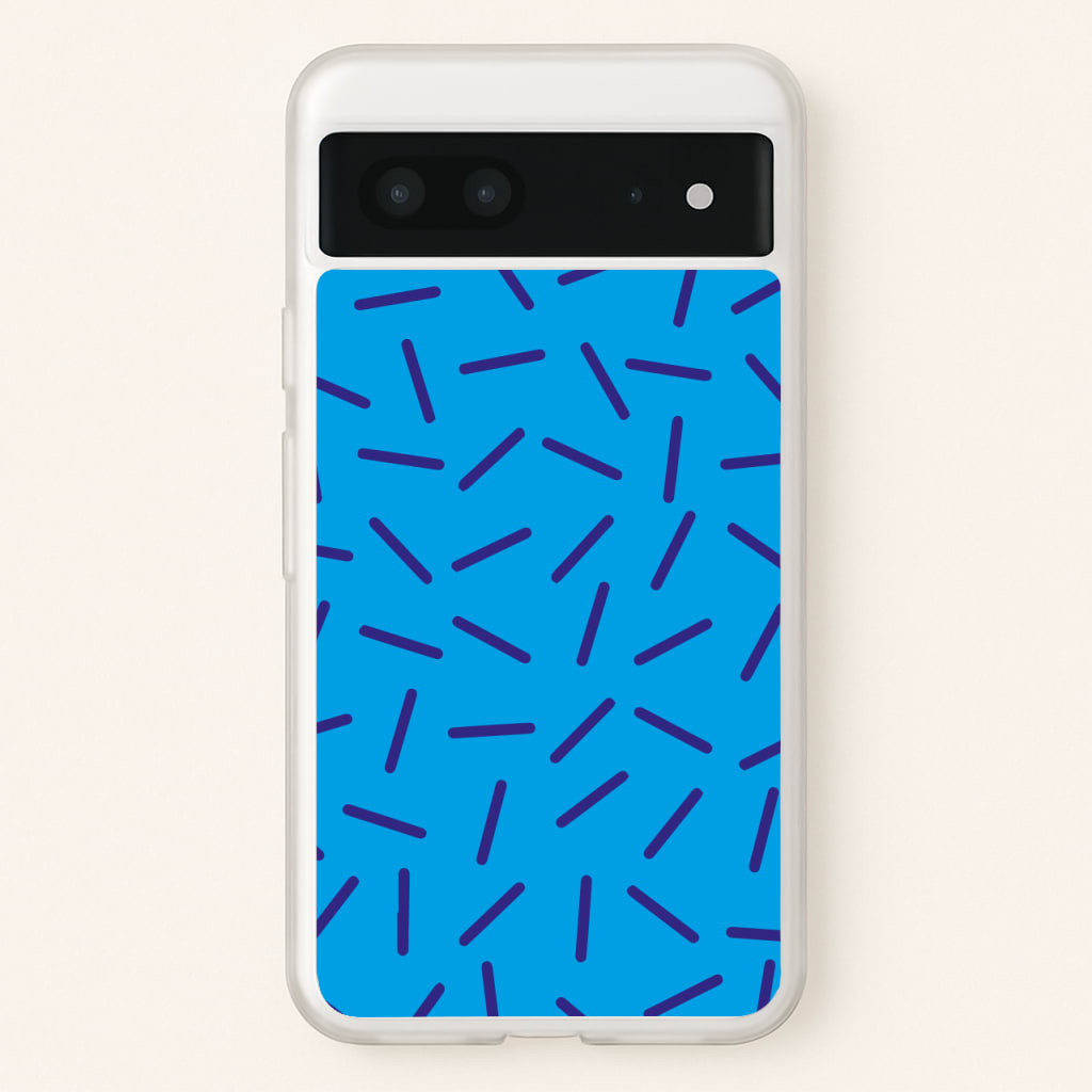 Blue Line Pattern - Eighties  - Eighties Phone Case for Google Pixel 7