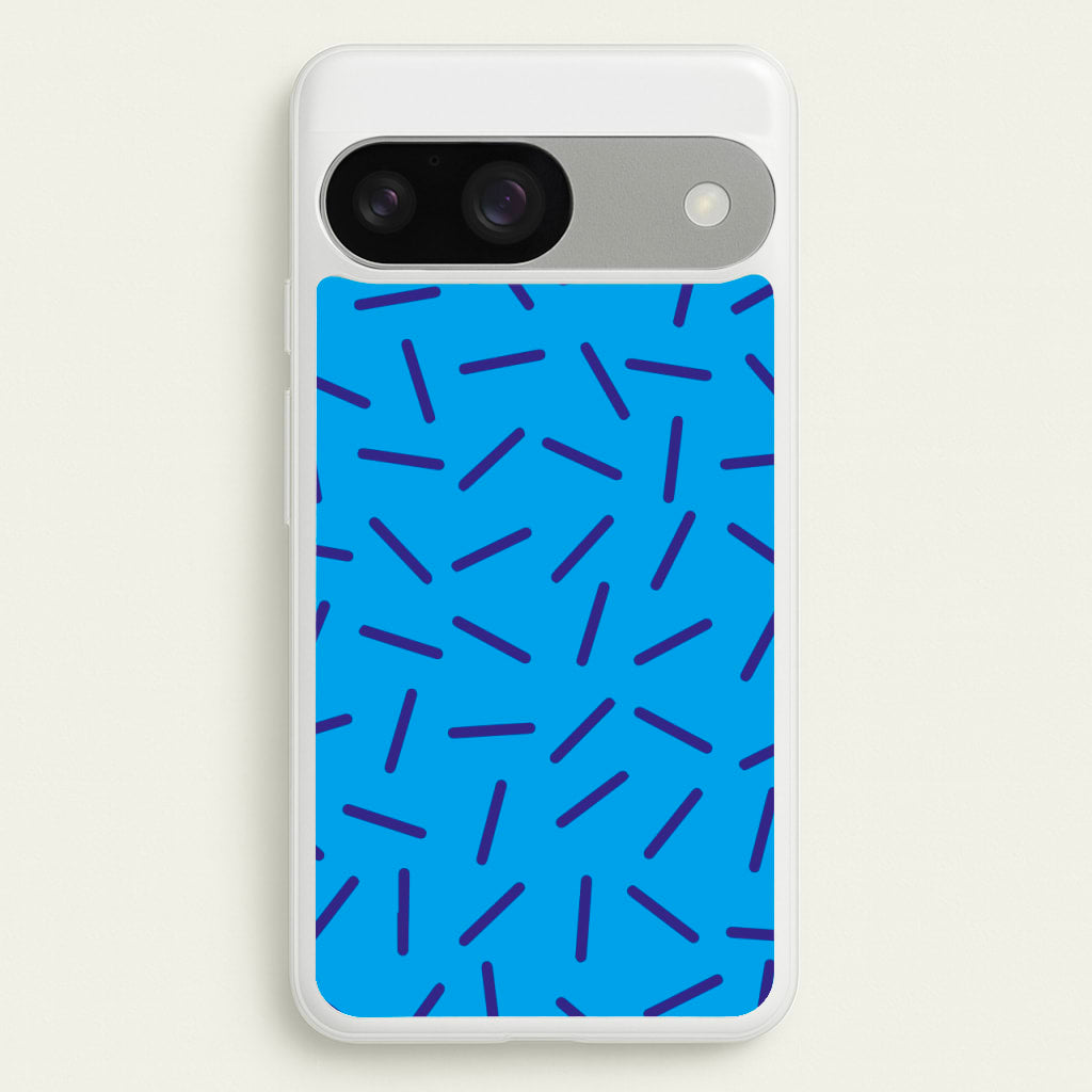 Blue Line Pattern - Eighties  - Eighties Phone Case for Google Pixel 9 / 9 Pro