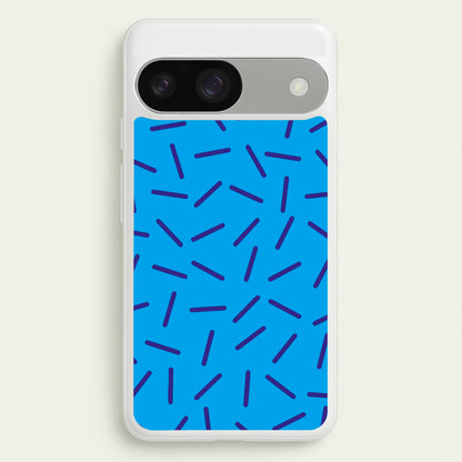Blue Line Pattern - Eighties  - Eighties Phone Case for Google Pixel 9 / 9 Pro
