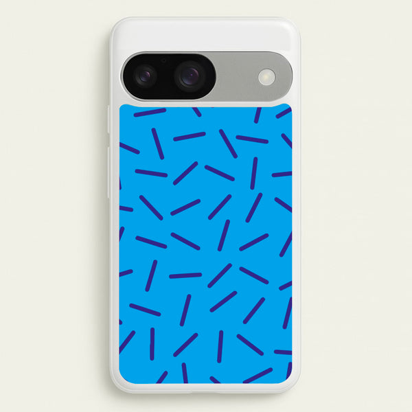 Blue Line Pattern - Eighties  - Eighties Phone Case for Google Pixel 9 / 9 Pro