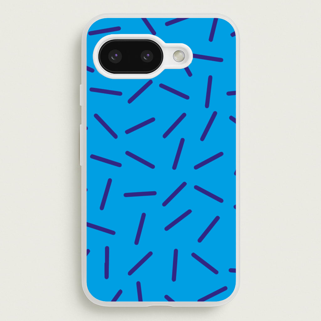 Blue Line Pattern - Eighties  - Eighties Phone Case for Google Pixel 9a