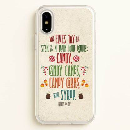 The Four Main Food Groups - Elf  - Christmas Phone Case for iPhone X / XS
