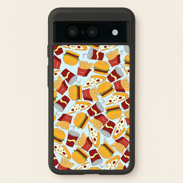 Burgers, Fries And Pizzas - Fast Food Patterns  - Fast Food Patterns Phone Case for Google Pixel 8