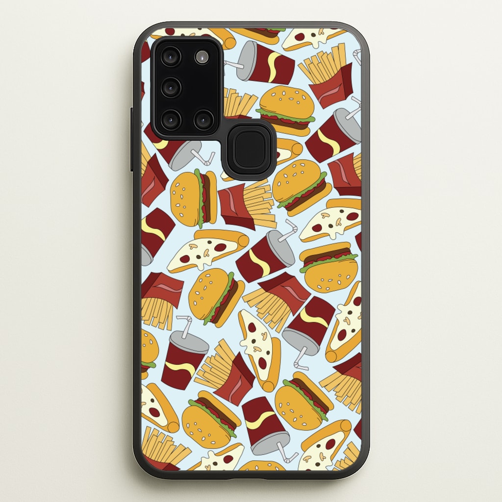 Burgers, Fries And Pizzas - Fast Food Patterns  - Fast Food Patterns Phone Case for Galaxy A21s