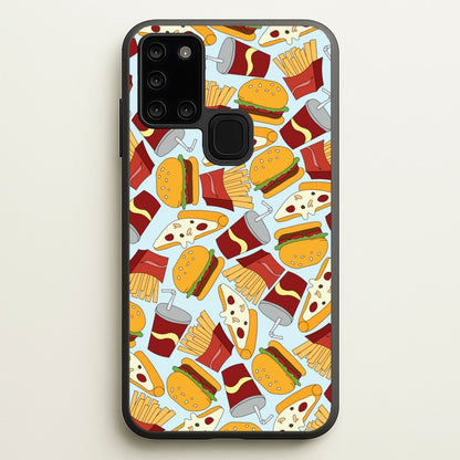 Burgers, Fries And Pizzas - Fast Food Patterns  - Fast Food Patterns Phone Case for Galaxy A21s