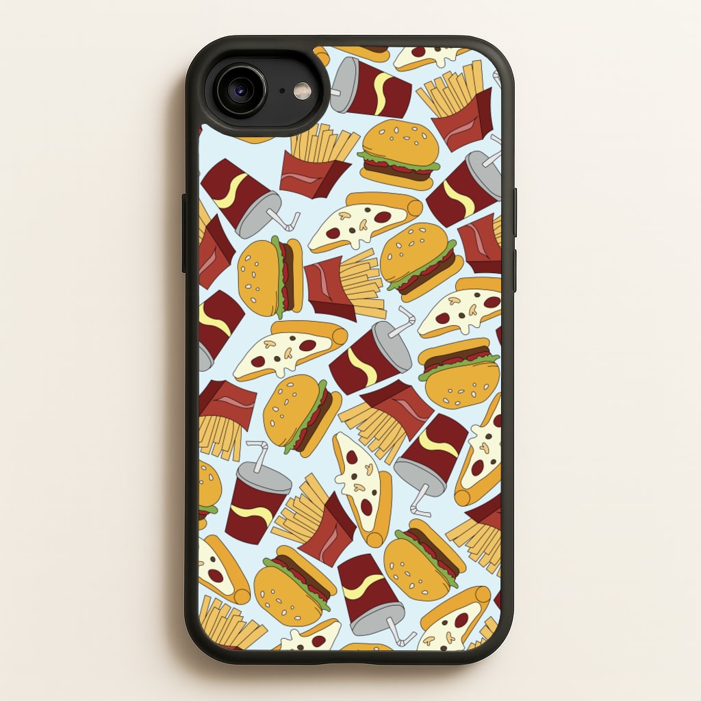 Burgers, Fries And Pizzas - Fast Food Patterns  - Fast Food Patterns Phone Case for iPhone 6 / 7 / 8 / SE