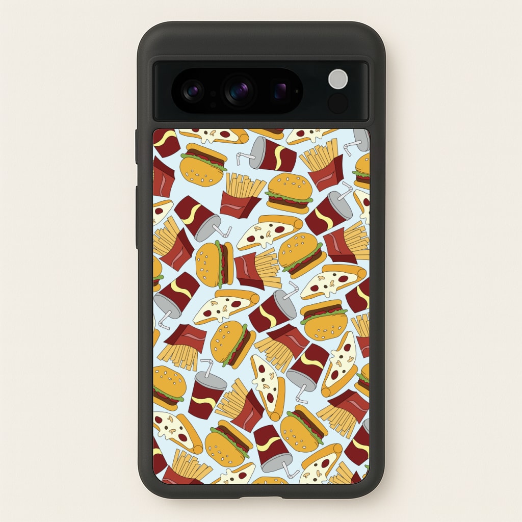 Burgers, Fries And Pizzas - Fast Food Patterns  - Fast Food Patterns Phone Case for Google Pixel 8 Pro