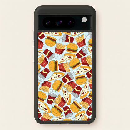 Burgers, Fries And Pizzas - Fast Food Patterns  - Fast Food Patterns Phone Case for Google Pixel 8 Pro