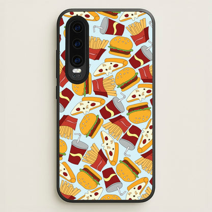 Burgers, Fries And Pizzas - Fast Food Patterns  - Fast Food Patterns Phone Case for Huawei P30