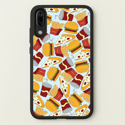 Burgers, Fries And Pizzas - Fast Food Patterns  - Fast Food Patterns Phone Case for Huawei P20