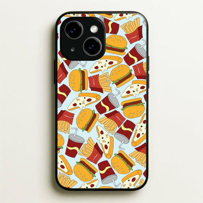Burgers, Fries And Pizzas - Fast Food Patterns  - Fast Food Patterns Phone Case for iPhone 15