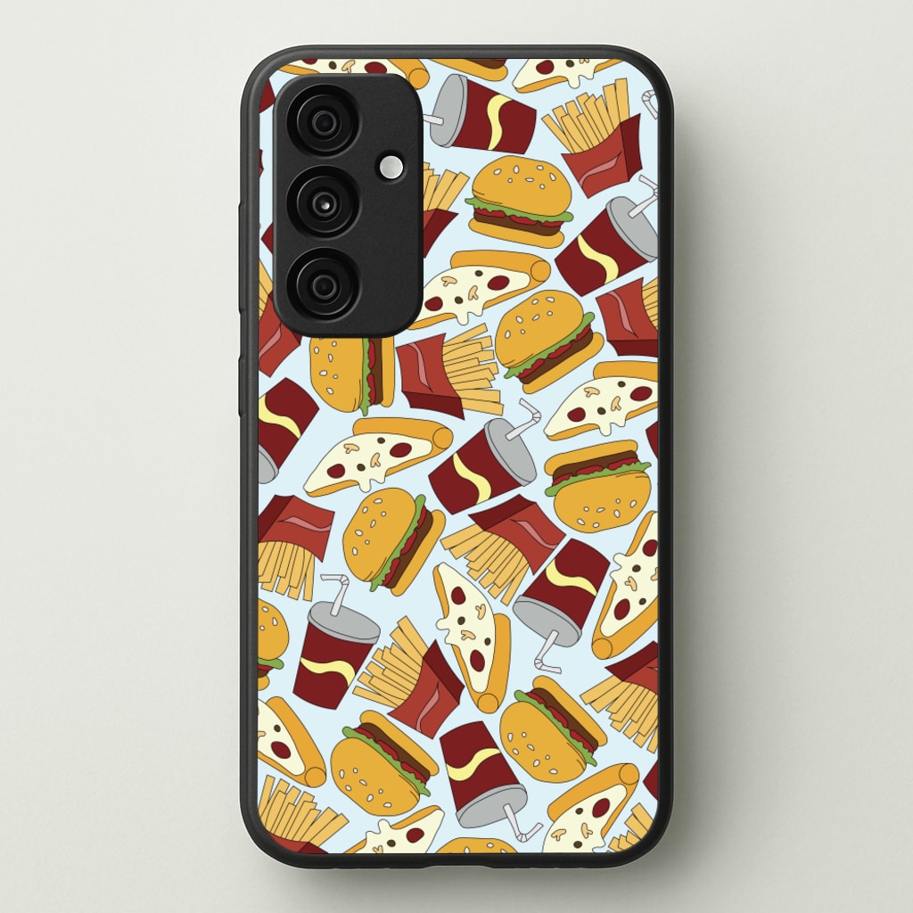 Burgers, Fries And Pizzas - Fast Food Patterns  - Fast Food Patterns Phone Case for Galaxy A35