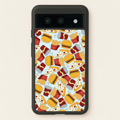 Burgers, Fries And Pizzas - Fast Food Patterns  - Fast Food Patterns Phone Case for Google Pixel 8a