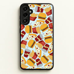 Burgers, Fries And Pizzas - Fast Food Patterns  - Fast Food Patterns Phone Case for Galaxy A36