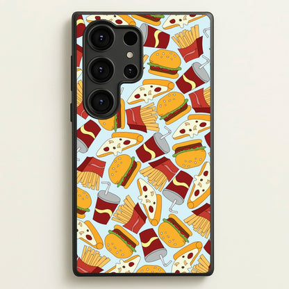 Burgers, Fries And Pizzas - Fast Food Patterns  - Fast Food Patterns Phone Case for Galaxy S25 Ultra