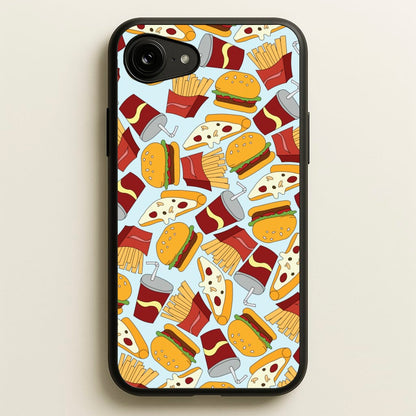 Burgers, Fries And Pizzas - Fast Food Patterns  - Fast Food Patterns Phone Case for iPhone 16e