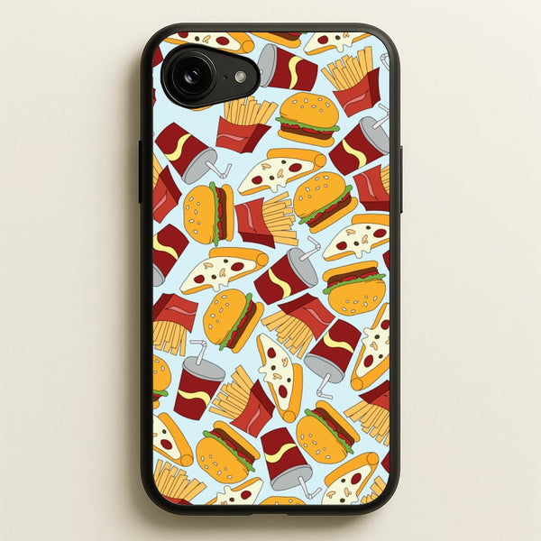 Burgers, Fries And Pizzas - Fast Food Patterns  - Fast Food Patterns Phone Case for iPhone 16e