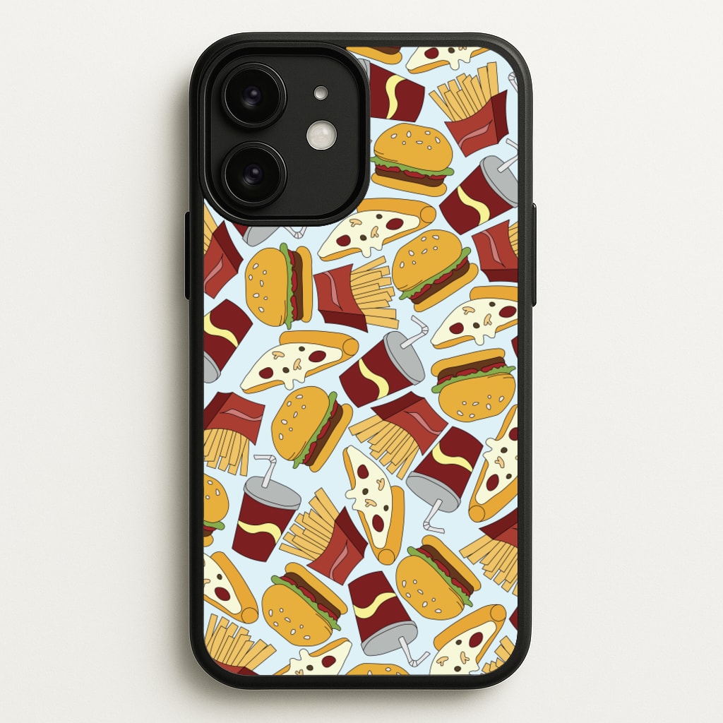 Burgers, Fries And Pizzas - Fast Food Patterns  - Fast Food Patterns Phone Case for iPhone 11
