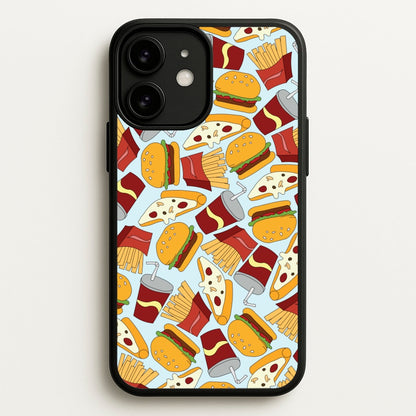 Burgers, Fries And Pizzas - Fast Food Patterns  - Fast Food Patterns Phone Case for iPhone 11