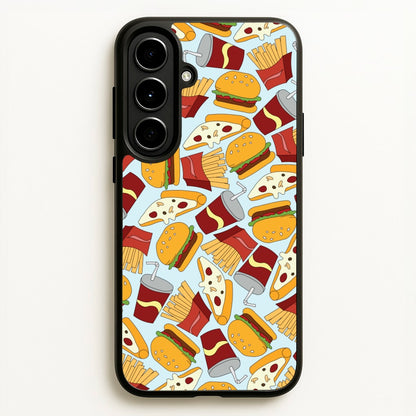 Burgers, Fries And Pizzas - Fast Food Patterns  - Fast Food Patterns Phone Case for Galaxy A56