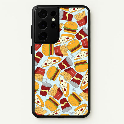 Burgers, Fries And Pizzas - Fast Food Patterns  - Fast Food Patterns Phone Case for Galaxy S21 Ultra