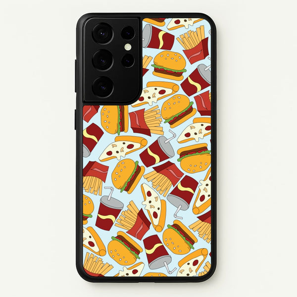 Burgers, Fries And Pizzas - Fast Food Patterns  - Fast Food Patterns Phone Case for Galaxy S21 Ultra