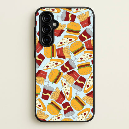 Burgers, Fries And Pizzas - Fast Food Patterns  - Fast Food Patterns Phone Case for Galaxy A54