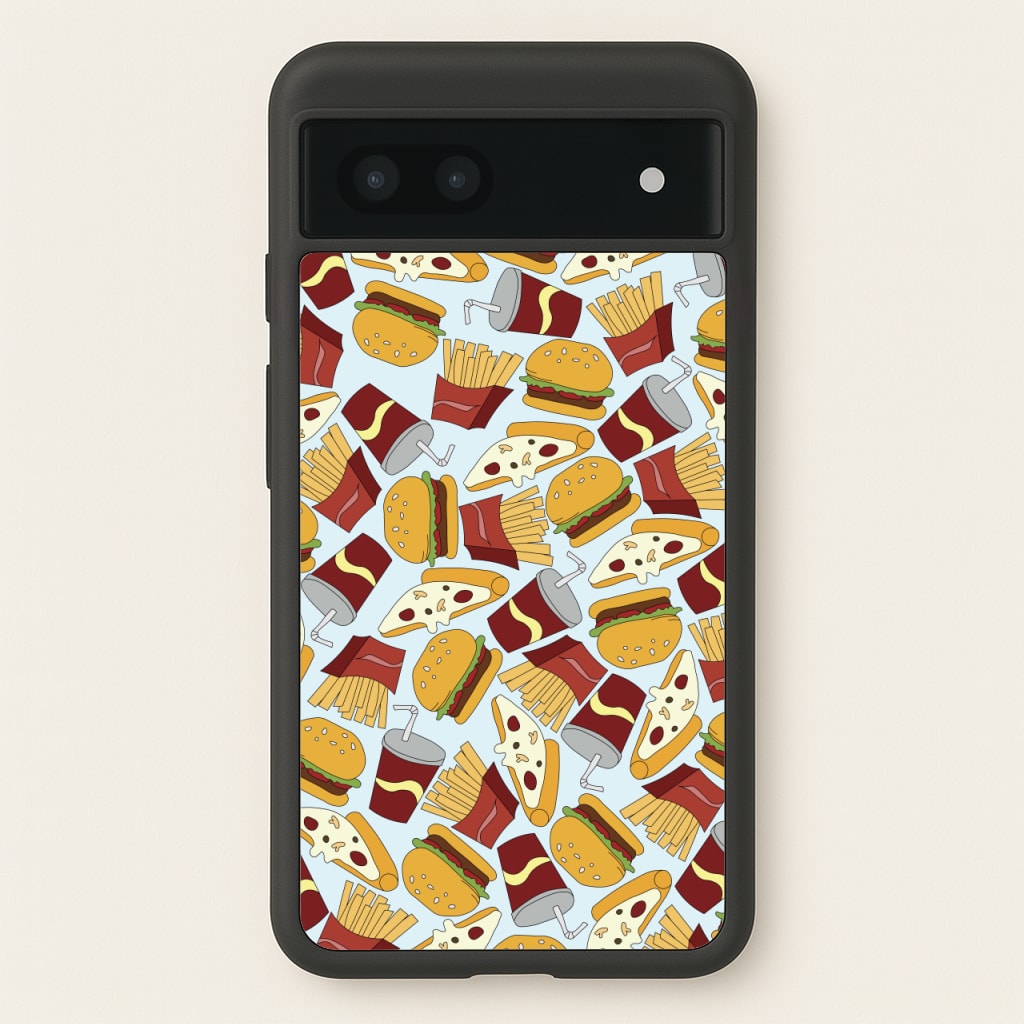 Burgers, Fries And Pizzas - Fast Food Patterns  - Fast Food Patterns Phone Case for Google Pixel 7a