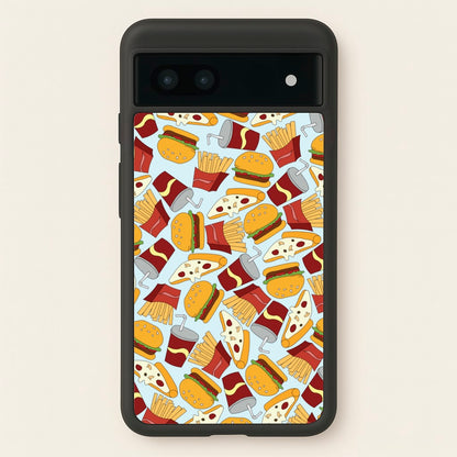 Burgers, Fries And Pizzas - Fast Food Patterns  - Fast Food Patterns Phone Case for Google Pixel 7a