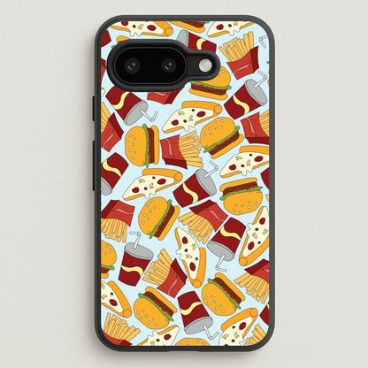 Burgers, Fries And Pizzas - Fast Food Patterns  - Fast Food Patterns Phone Case for Google Pixel 9a