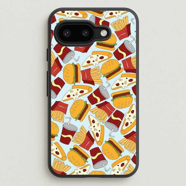 Burgers, Fries And Pizzas - Fast Food Patterns  - Fast Food Patterns Phone Case for Google Pixel 9a