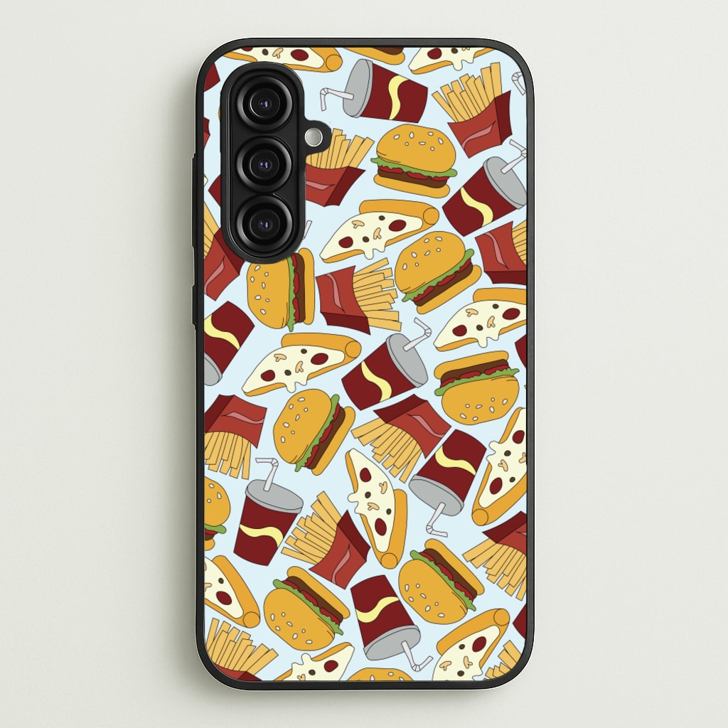 Burgers, Fries And Pizzas - Fast Food Patterns  - Fast Food Patterns Phone Case for Galaxy A16