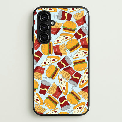 Burgers, Fries And Pizzas - Fast Food Patterns  - Fast Food Patterns Phone Case for Galaxy A16