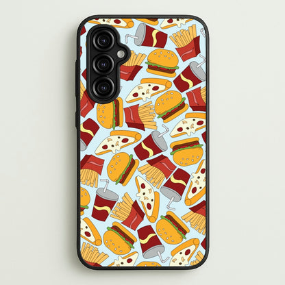 Burgers, Fries And Pizzas - Fast Food Patterns  - Fast Food Patterns Phone Case for Galaxy A14