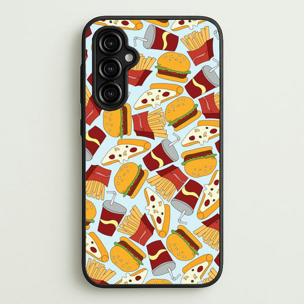 Burgers, Fries And Pizzas - Fast Food Patterns  - Fast Food Patterns Phone Case for Galaxy A14