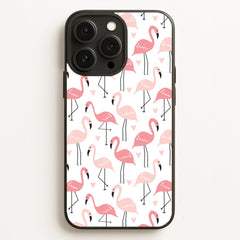 White & Pink Flamingo Pattern Phone Case