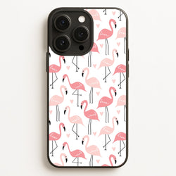 White & Pink Flamingo Pattern  - Flamingos Phone Case for iPhone 16 Pro Max